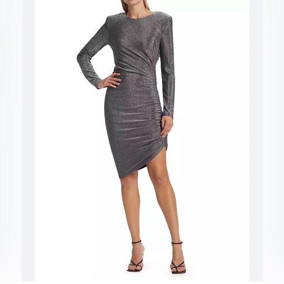 Veronica Beard Cyrus Long Sleeve Shimmer Ruched Mini Dress Size XS NWT - Picture 2 of 11